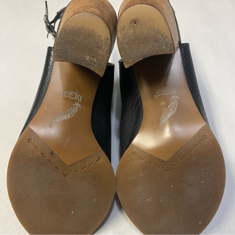 UGG Women’s Audrey Exotic Block Heel Sandal Peep Toe Bootie Size 8.5 Leather - Picture 12 of 13